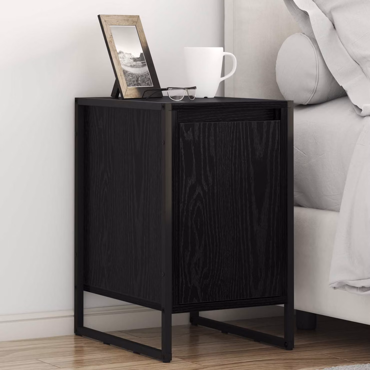 Set di 2 comodini vidaXL in stile industriale, colore nero, L 39,5 cm x P 30 cm x H 50 cm