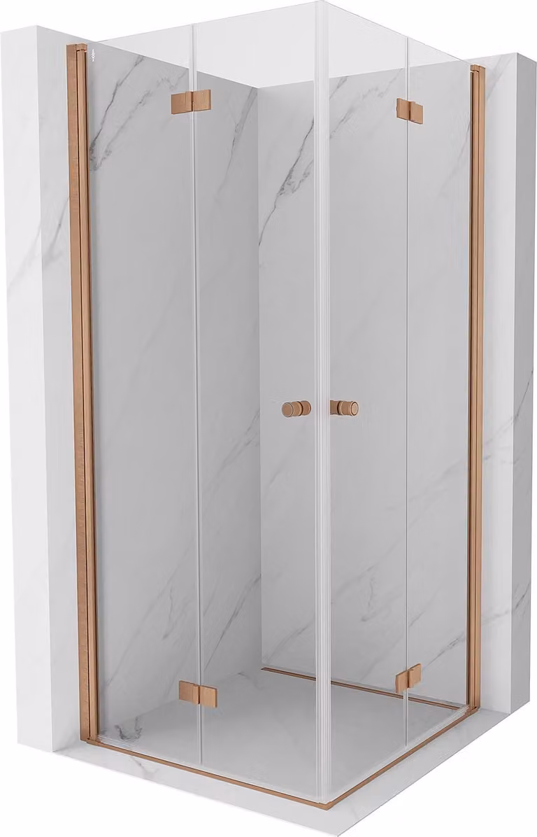 Mexen Mist-F Duo cabina doccia pieghevole 85 x 85 cm, trasparente, rame spazzolato - 8A6-085L-085P-65-00