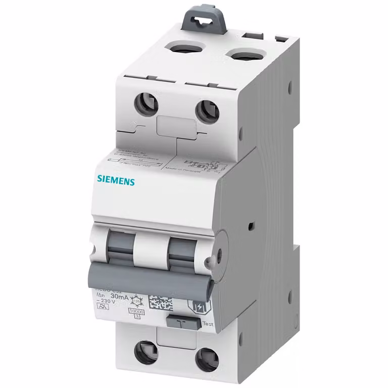Interruttore differenziale/generale Siemens, 10 kA, 2 poli tipo A, 30 mA, classe B, corrente nominale: 25 A, tensione nominale: 230 V, super resistente 5SU13246FR25