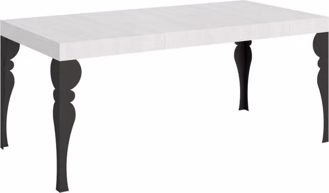Tavolo allungabile moderno Itamoby con telaio in metallo antracite e piano in bianco frassino L/P/H: 180 x 90 x 77 cm (estendibile fino a 440 cm)