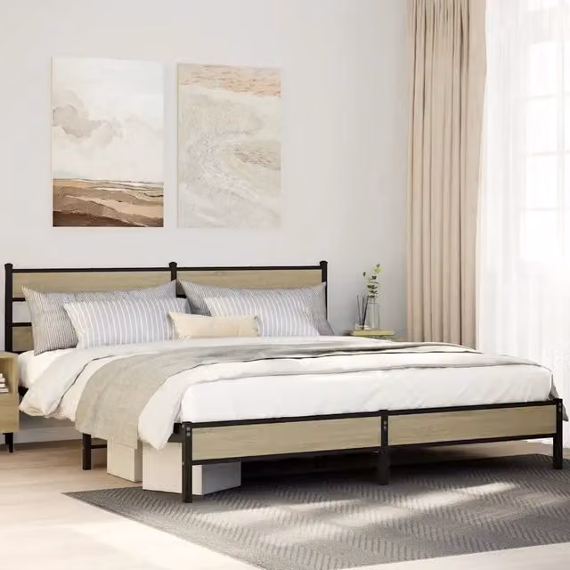 Giroletto vidaXL in metallo e MDF color rovere sonoma, L/P/H: 180 x 200 cm – 1