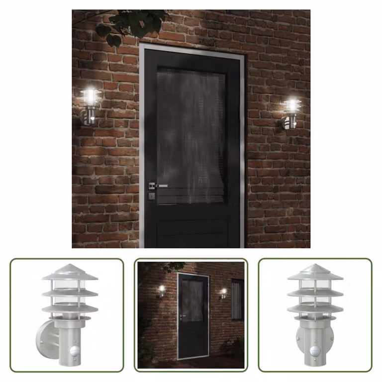The Living Store Applique da esterno con rilevatore di movimento in acciaio inox argento