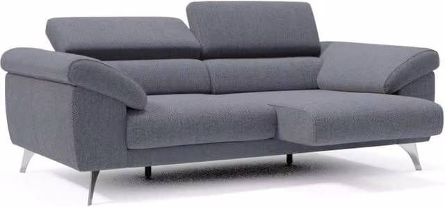 Divani.Store Donatello Divano Moderno con Sedute Allungabili, Braccioli Contenitore e Poggiatesta Reclinabili in Tessuto Smacchiabile, Blu Grafite, L: 183 cm