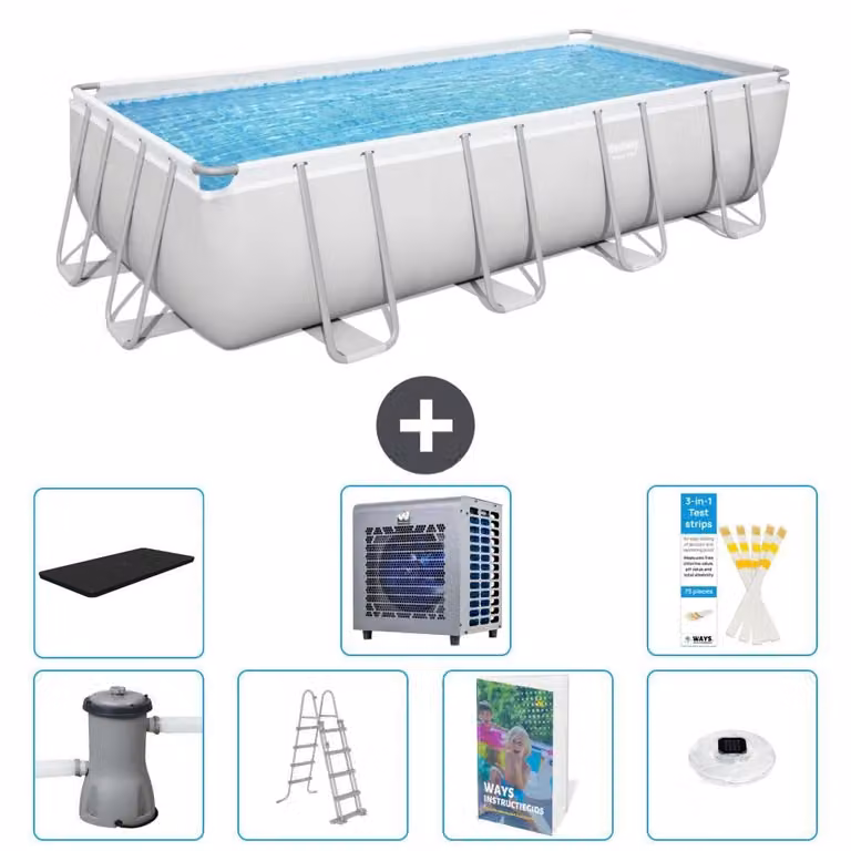 Bestway Power Steel, piscina rettangolare - 488x244x122 cm - composta da 6 parti, modello S523