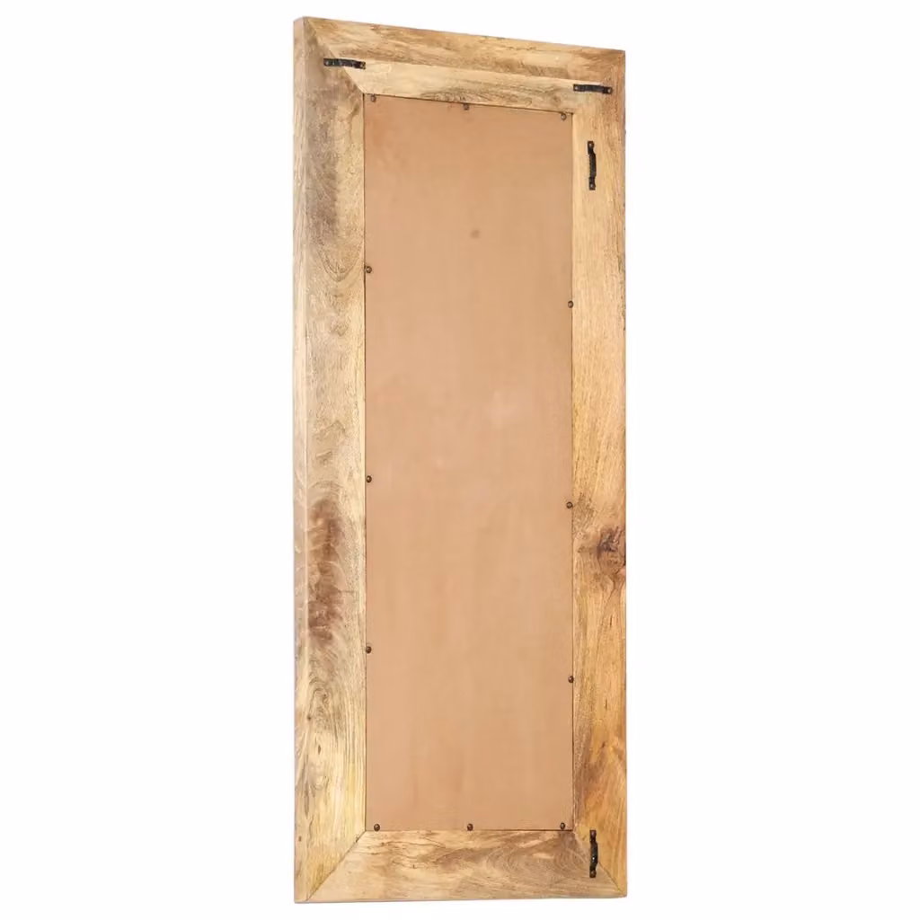 Specchio da parete rettangolare vidaXL in legno di mango marrone con intaglio geometrico L: 110 cm, H: 50 cm, P: 2,6 cm – 2
