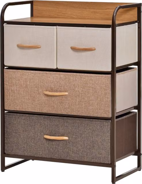 Cassettiera pieghevole con 4 cassetti in tessuto e ripiano in MDF Homcom, Multicolore, L: 58 cm, P: 29 cm, H: 78.5 cm