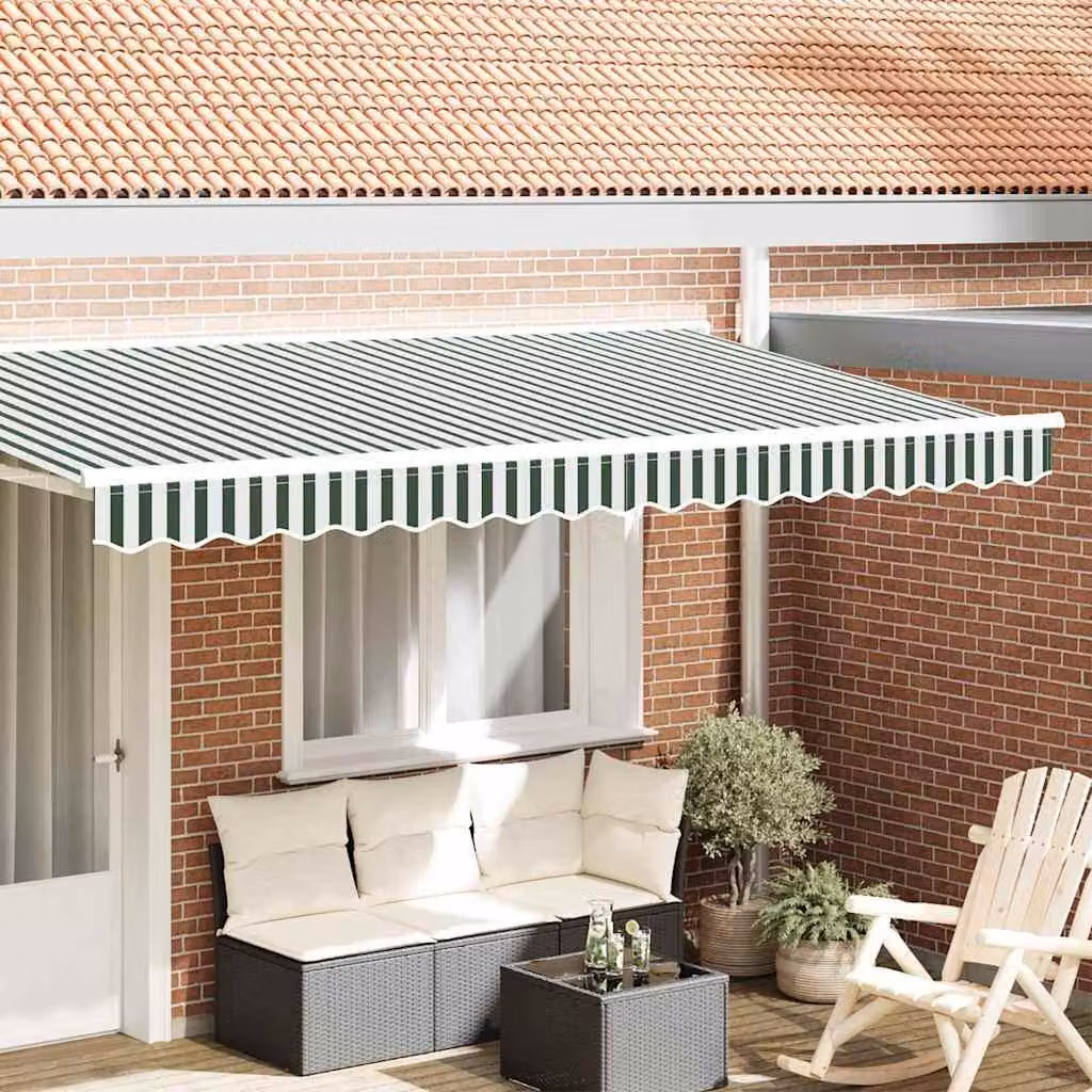 Maison Exclusive - Sostituzione volantino per tenda da sole, motivo a righe verdi e bianche, lunghezza 4 metri