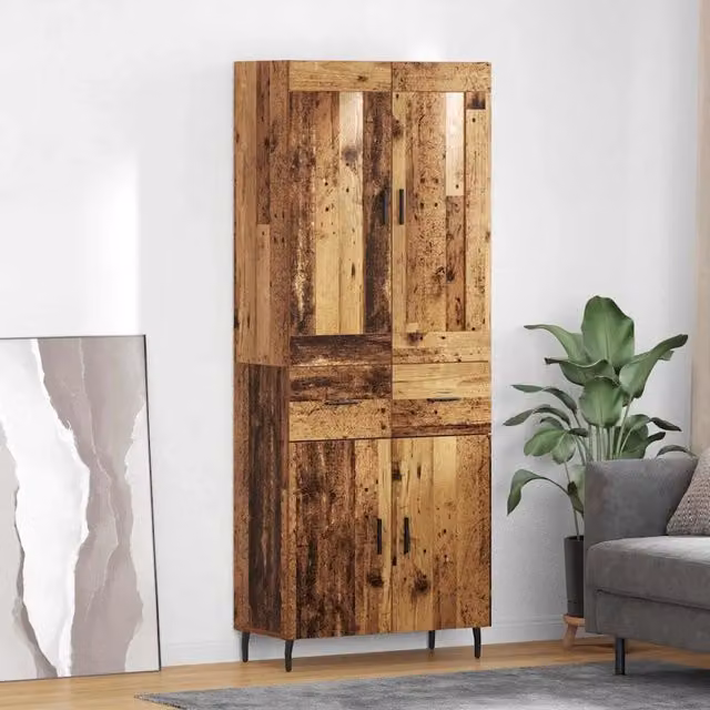 Credenza moderna vidaXL in legno e metallo marrone L: 69,5 cm, P: 34 cm, H: 180 cm