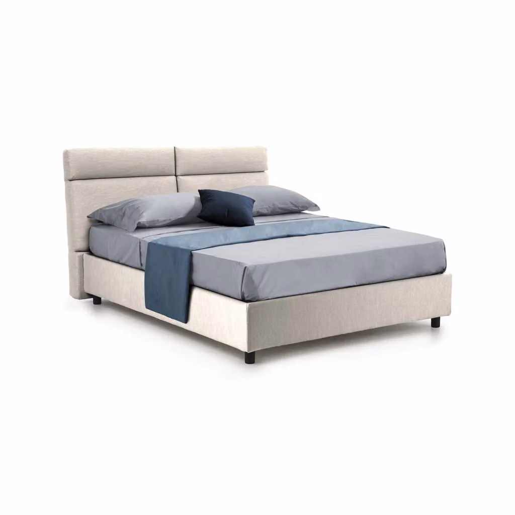 Letto Matrimoniale Ator DMORA con Contenitore a Alzata, Rivestimento Sfoderabile in Tessuto, Beige, L 160 x P 200 cm – 2