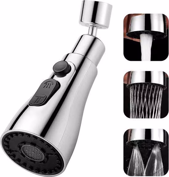 Rubinetto girevole a 360 gradi, argento, flessibile