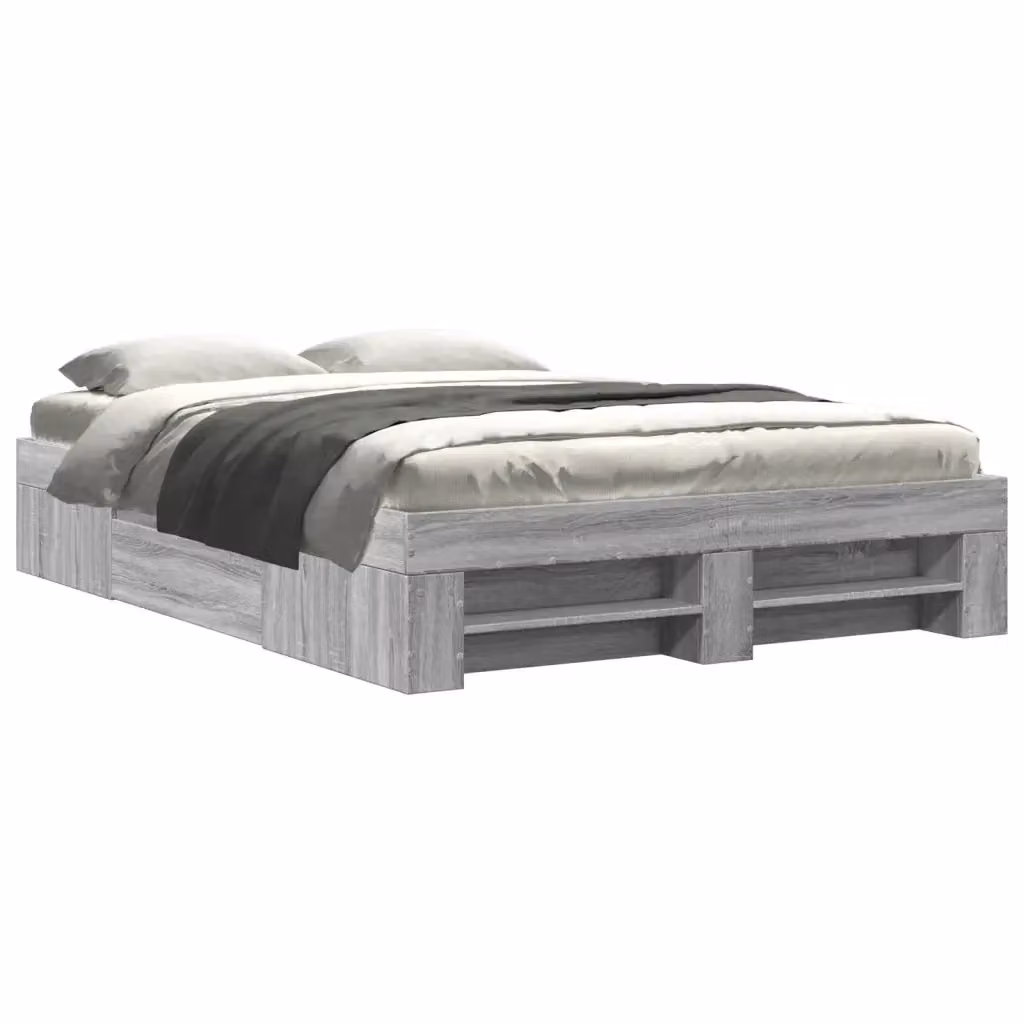 Letto Sonoma vidaXL Grigio in Legno Multistrato L: 138 cm, P: 193 cm, H: 33 cm – 2