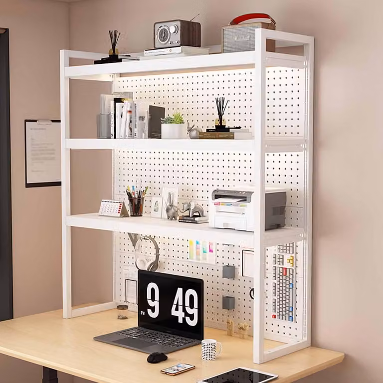 Scaffale da scrivania bianco, 3 ripiani, 100 cm, ideale per studenti, uffici, studi