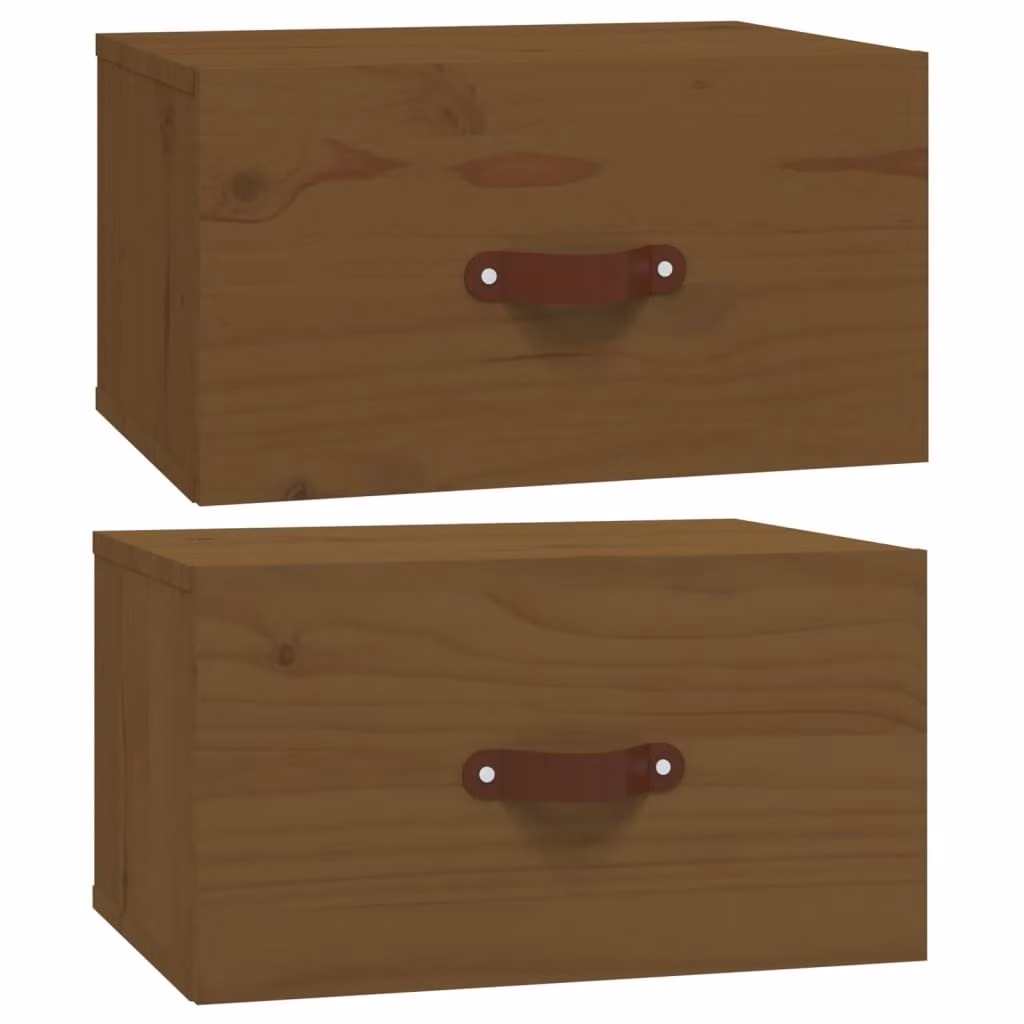 Comodini a Muro 2 pz ambra 40x29,5x22 cm