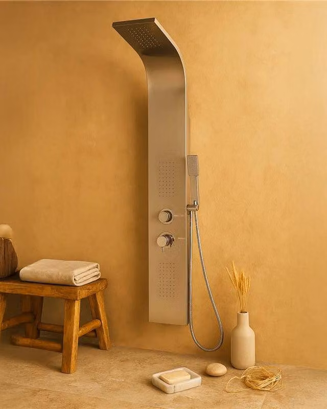 Pannello doccia idromassaggio Ibiza in acciaio tonda effetto cascata