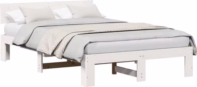 Struttura letto moderno vidaXL in pino massello bianco L/P/H: 120 x 200 x 66 cm
