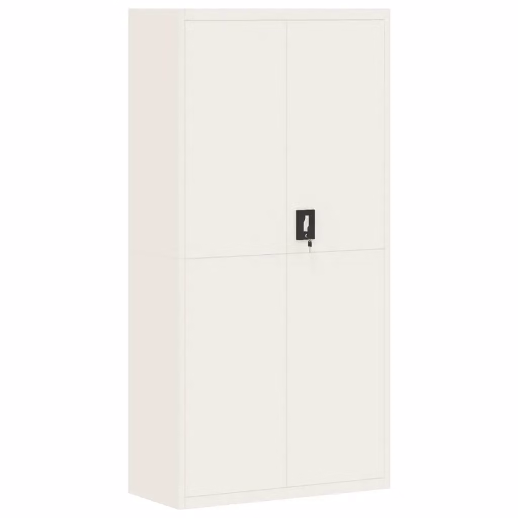 Armadio Classificatore vidaXL Bianco in Metallo con Ante a Battente e Ripiani Regolabili L: 90 cm, P: 40 cm, H: 180 cm – 2