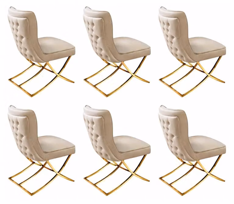 6 sedie, stile moderno, colore beige, nuove, ideali per la sala da pranzo, versatili, morbide e confortevoli