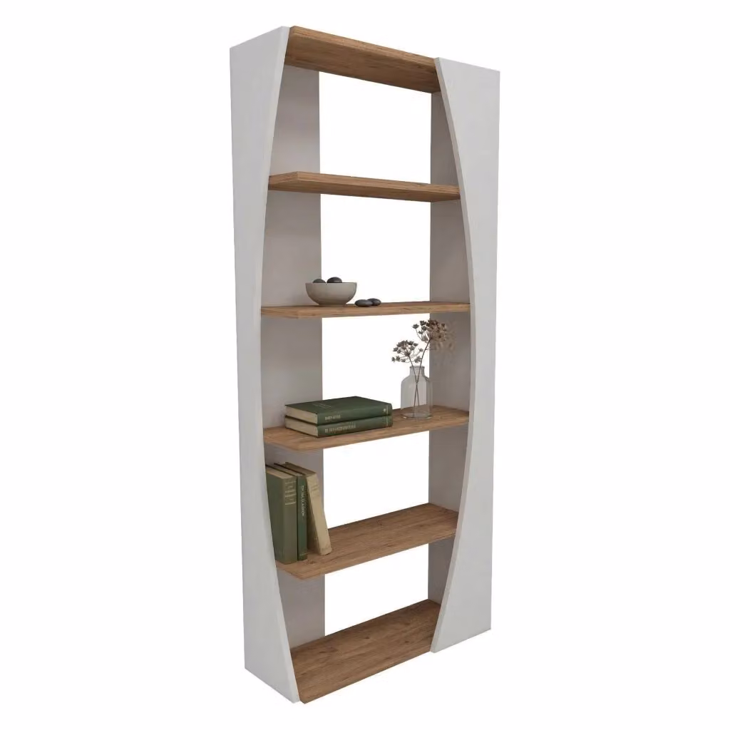 Libreria DMORA con 4 Ripiani, Moderna e in Legno, Disponibile in Bianco o Marrone, L: 64 cm, P: 24 cm, H: 150 cm – 2