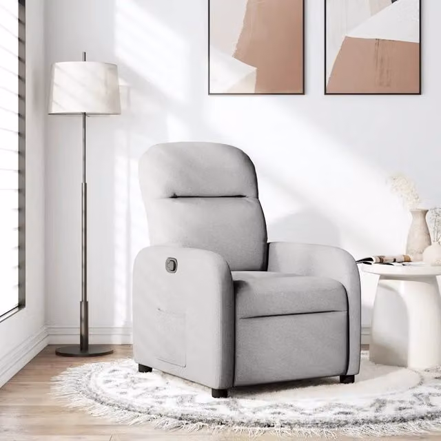 Poltrona Reclinabile Relax vidaXL in Tessuto Grigio con Braccioli e Reclinazione Manuale