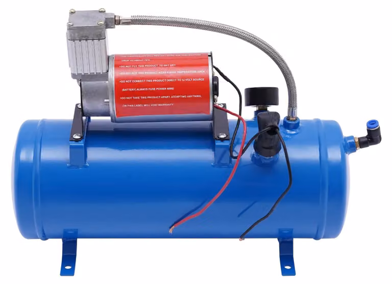 Compressore d'aria, serbatoio da 6 litri, alimentazione 12 V CC, blu