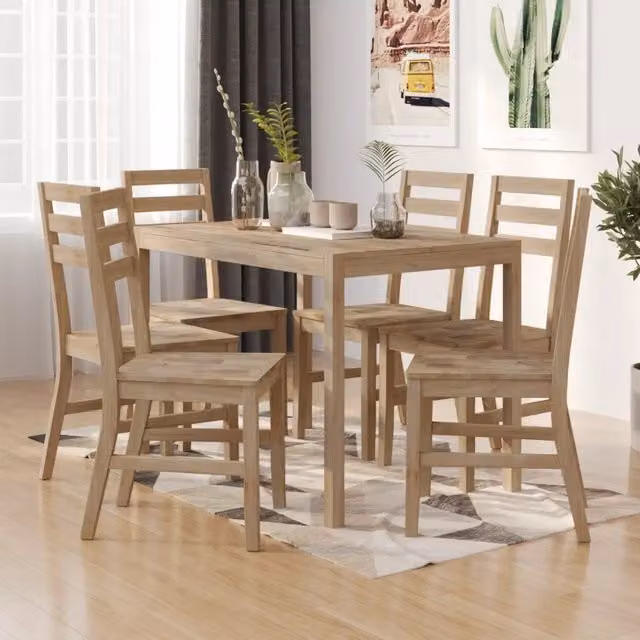 Set da Pranzo 7 pz in Legno Massello di Acacia 3106442