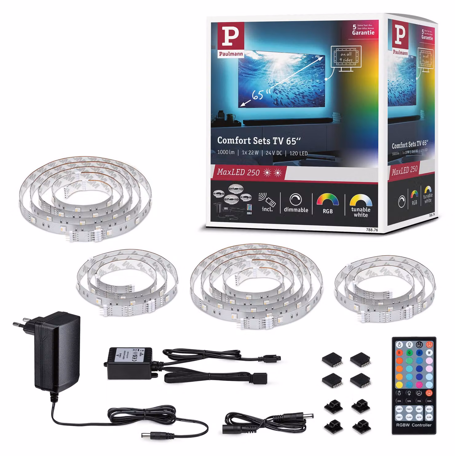 Paulmann MaxLED 250, kit base per striscia LED TV Comfort, per schermi da 65 pollici