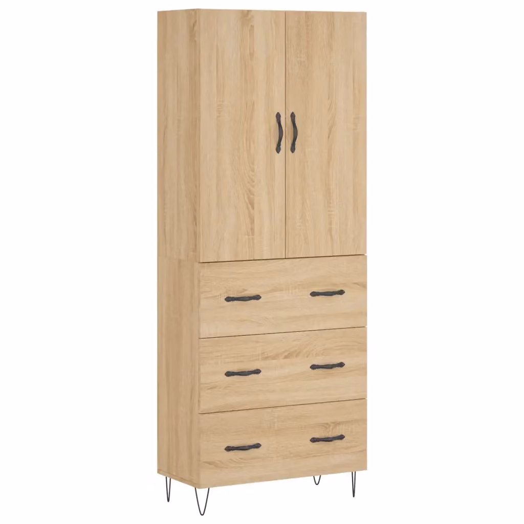 Credenza moderna vidaXL in legno e metallo color beige, L: 69,5 cm, P: 34 cm, H: 180 cm – 2