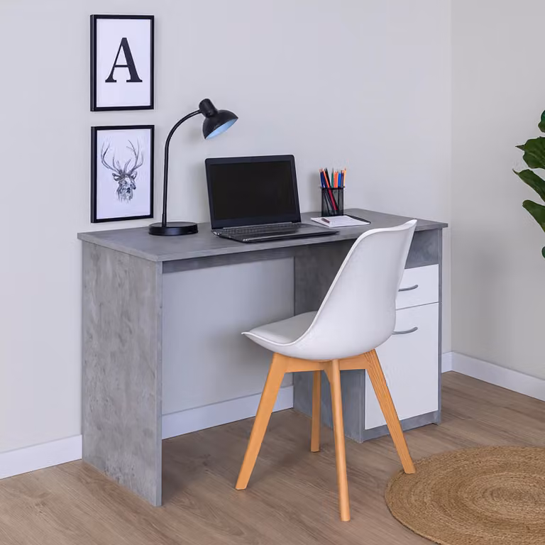 Scrivania 120 x 76 cm cemento bianco