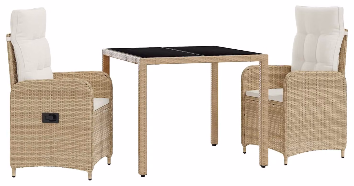 Set da pranzo per esterni 3 pcs Beige e Bianco Crema