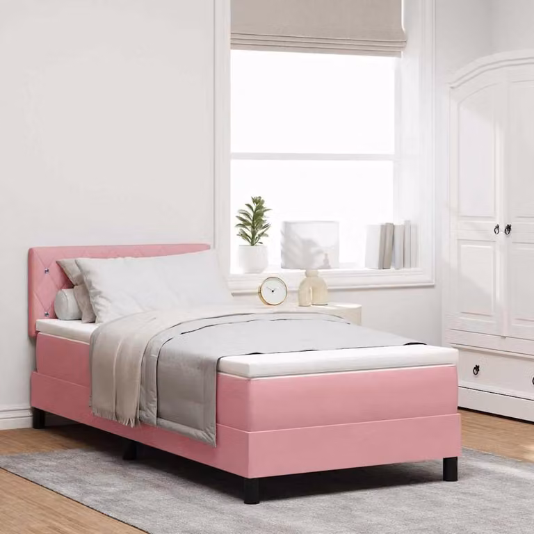 Maison Exclusive - Letto boxspring con materasso e testiera Rosa 90 x 200 cm in velluto