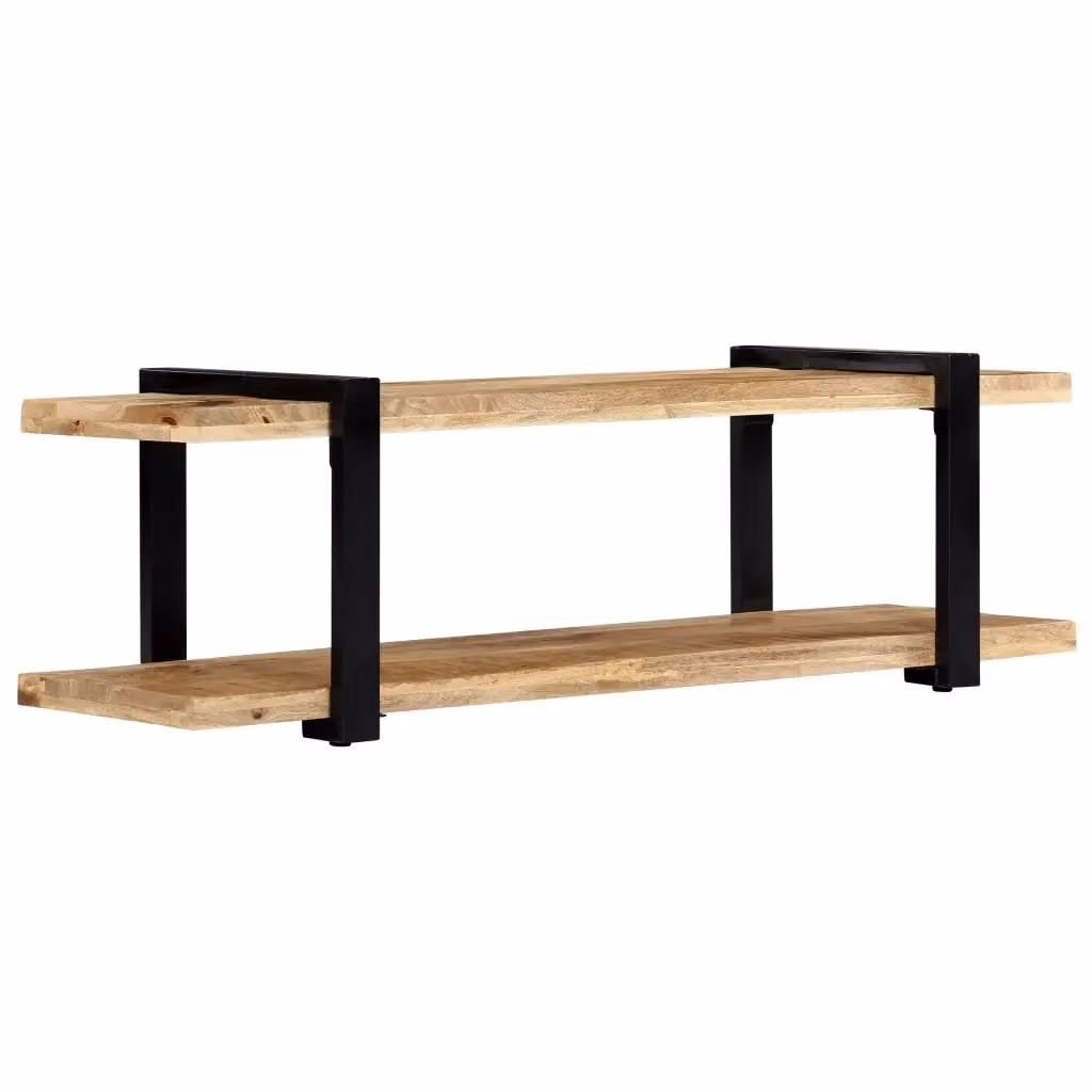 Mobile TV in legno massello di mango e metallo stile industrial, colore marrone e oro, L/P/H: 130 x 40 x 40 cm – 2