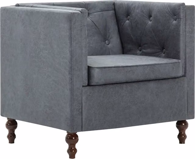 Poltrona Relax Recliner in Tessuto Grigio con Braccioli e Struttura in Legno Massello