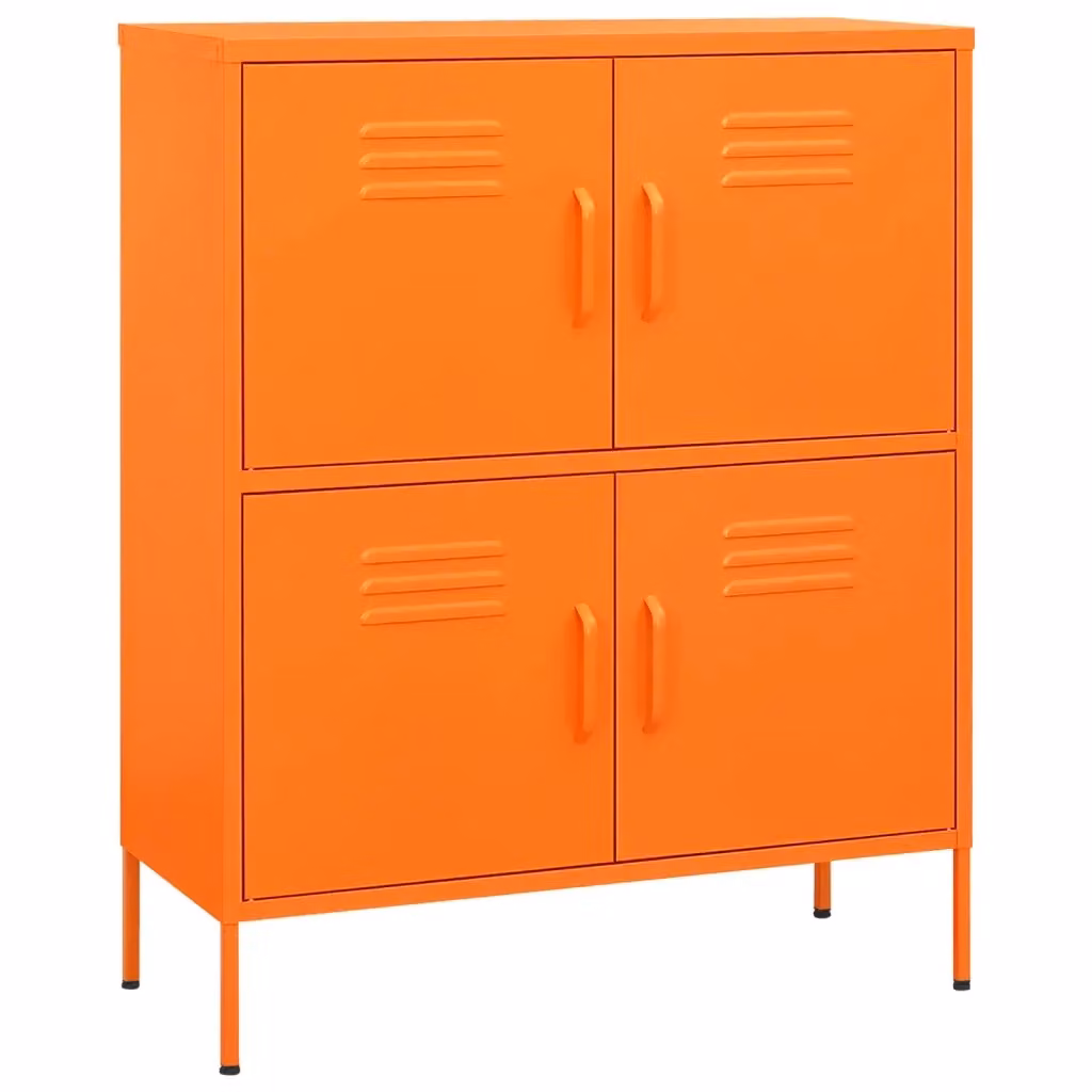 Armadietto da parete vidaXL in metallo arancione con ante a battente e ripiani interni L: 80 cm, P: 35 cm, H: 101,5 cm – 2