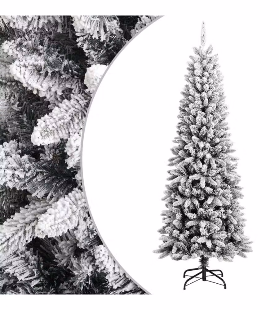 vidaXL Albero di Natale Artificiale con Neve Floccata, Verde e Bianco, Altezza: 210 cm