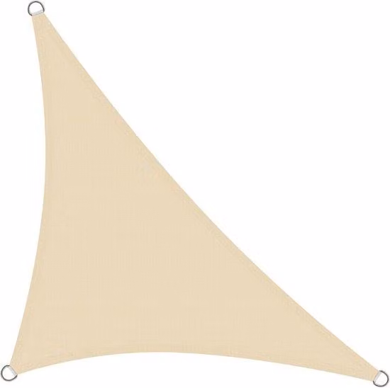 Tenda parasole triangolare 3x3x4,3 metri, realizzata in HDPE da 185 g/m², con protezione UV del 98%, color crema, ideale per terrazze e pergole
