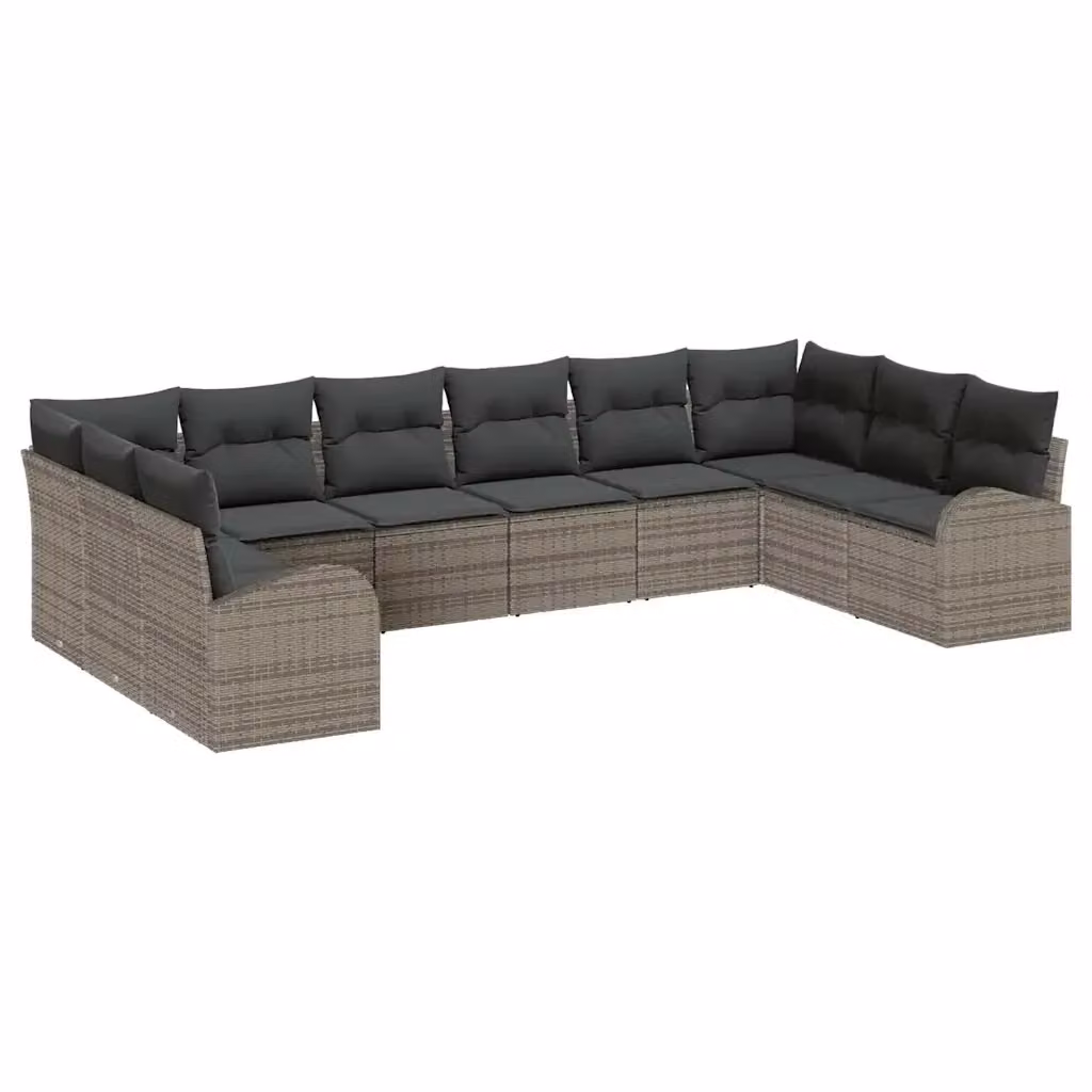 Set Divano da Giardino a L vidaXL in Polyrattan Grigio con Cuscini e Struttura in Metallo – 2