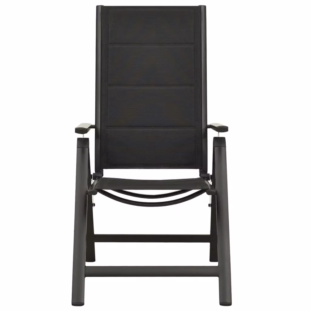 Set di 2 sedie pieghevoli vidaXL in alluminio verniciato e textilene nero per giardino – 2