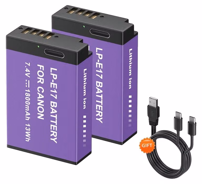 Batteria per fotocamera, capacità 1800mAh, con connettore di ricarica USB Type-C, confezione da 2 batterie