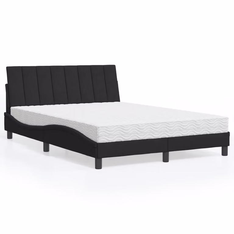 Letto con Materasso Hanko vidaXL in Velluto Nero L/P: 140 x 190 cm