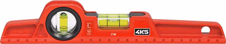 4K5 Tools Guss-Wasserwaage CTM (Maße 230x44x25 mm, 1 Horizontallibelle)