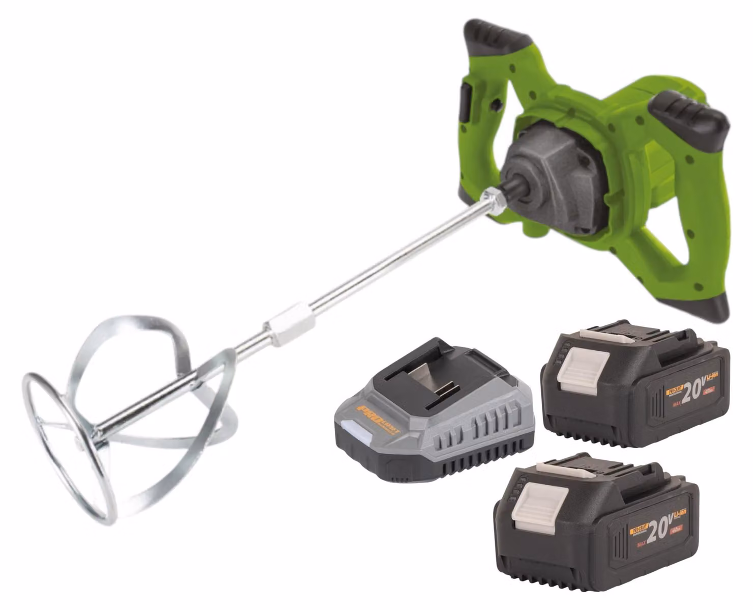 Miscelatore a batteria Procraft PMM20 20 V Brushless + 2 batterie da 4,0 Ah + caricabatterie