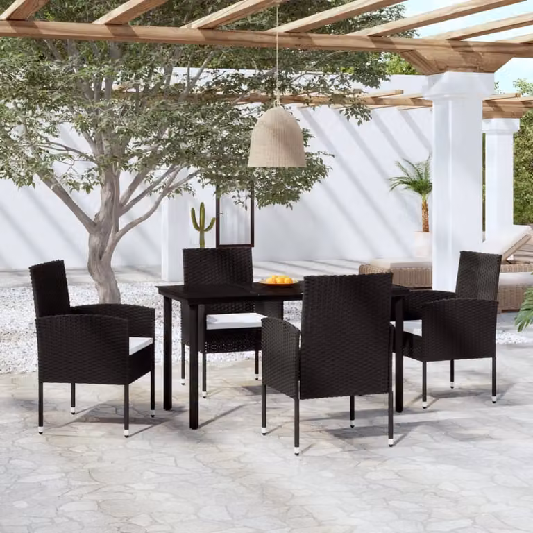 Maison Exclusive - Set da pranzo da giardino 5 pezzi nero