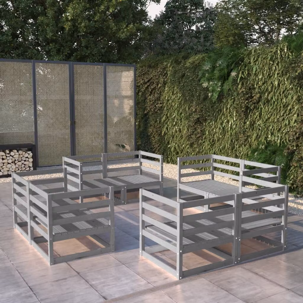 Maison Exclusive - Set Divani da Giardino 8 pz Grigio in Legno Massello di Pino