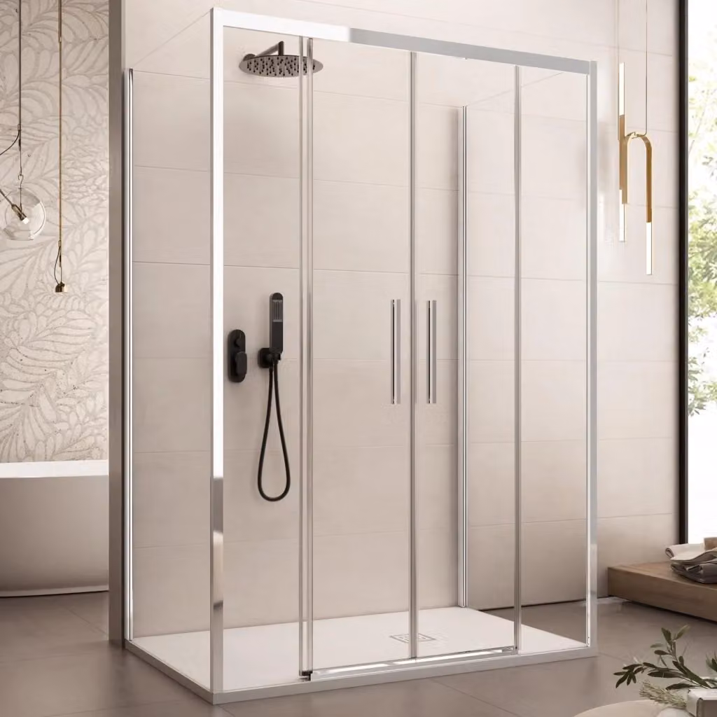 Box Doccia Bonussi Eliane a 3 Lati con 2 Ante Scorrevoli in Cristallo Trasparente da 6mm, L/P/H: 170 x 80 x 195 cm – 2