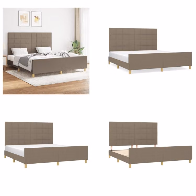 vidaXL Giroletto con testiera in tessuto taupe 160x200 cm - Giroletto con testiera - Giroletti con testiera - Giroletto - Letto con testiera