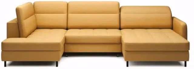 Divano angolare trasformabile BERTHO di MEUBLORAMA, colore arancione, con contenitore e lato destro, L/P/H: 306 x 166 x 100 cm – 1