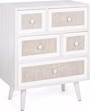 Cassettiera in legno e MDF bianco stile rustico per camera da letto Montiel L/P/H: 60 cm