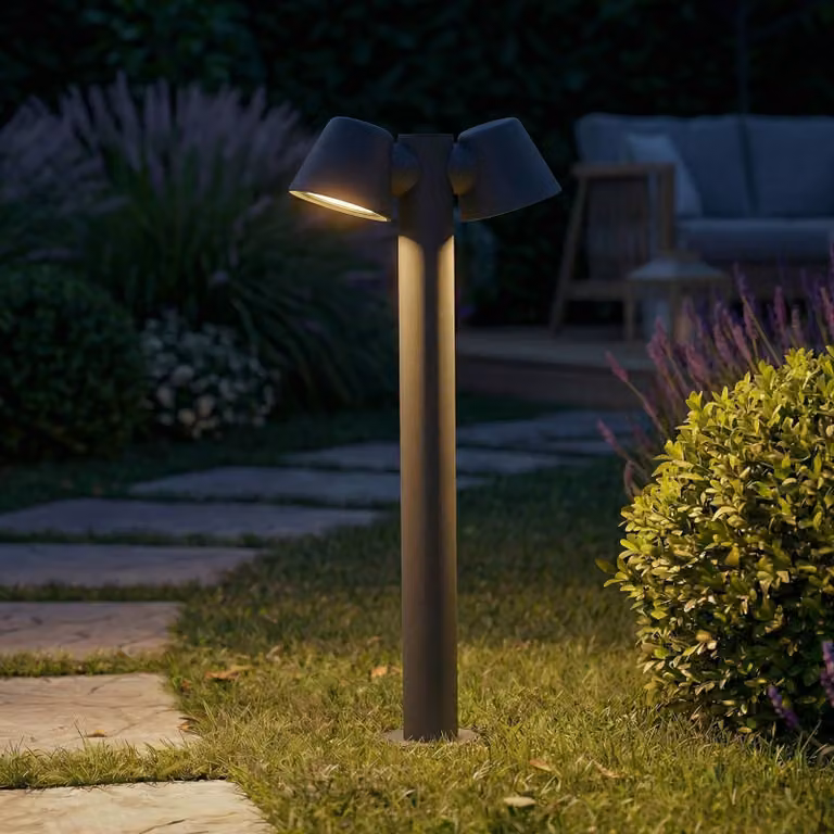 Lampioncino da giardino Ileyna Lindby, dimmerabile, Alluminio / Grigio / Zincato, Alluminio, Moderno, Lampada da esterni