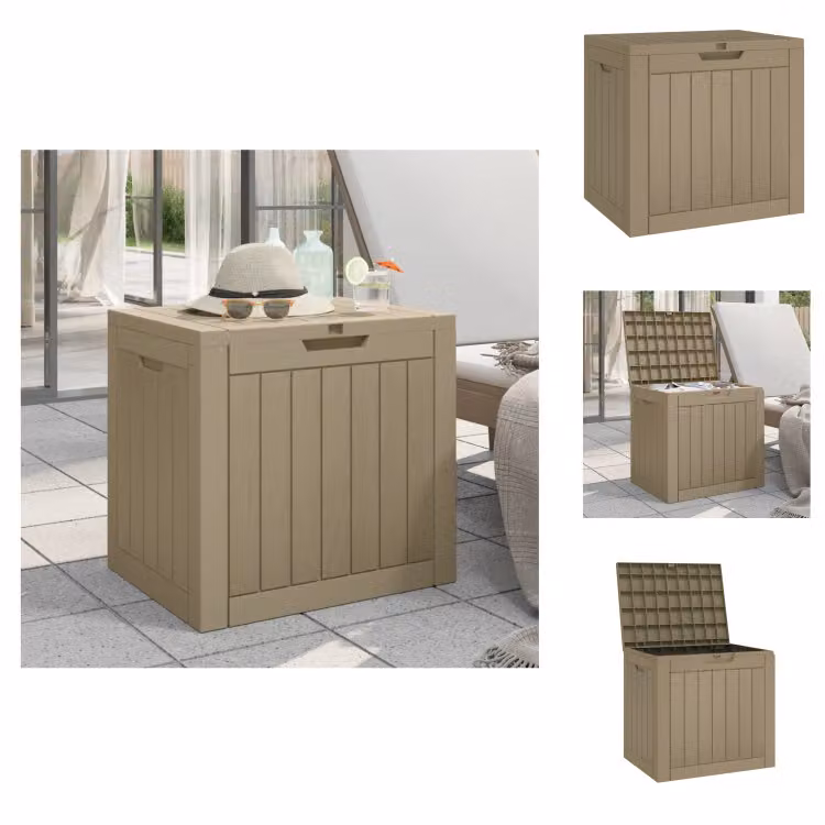 vidaXL Cassetta da giardino marrone chiaro 55,5x43x53 cm in polipropilene - Cassette da giardino