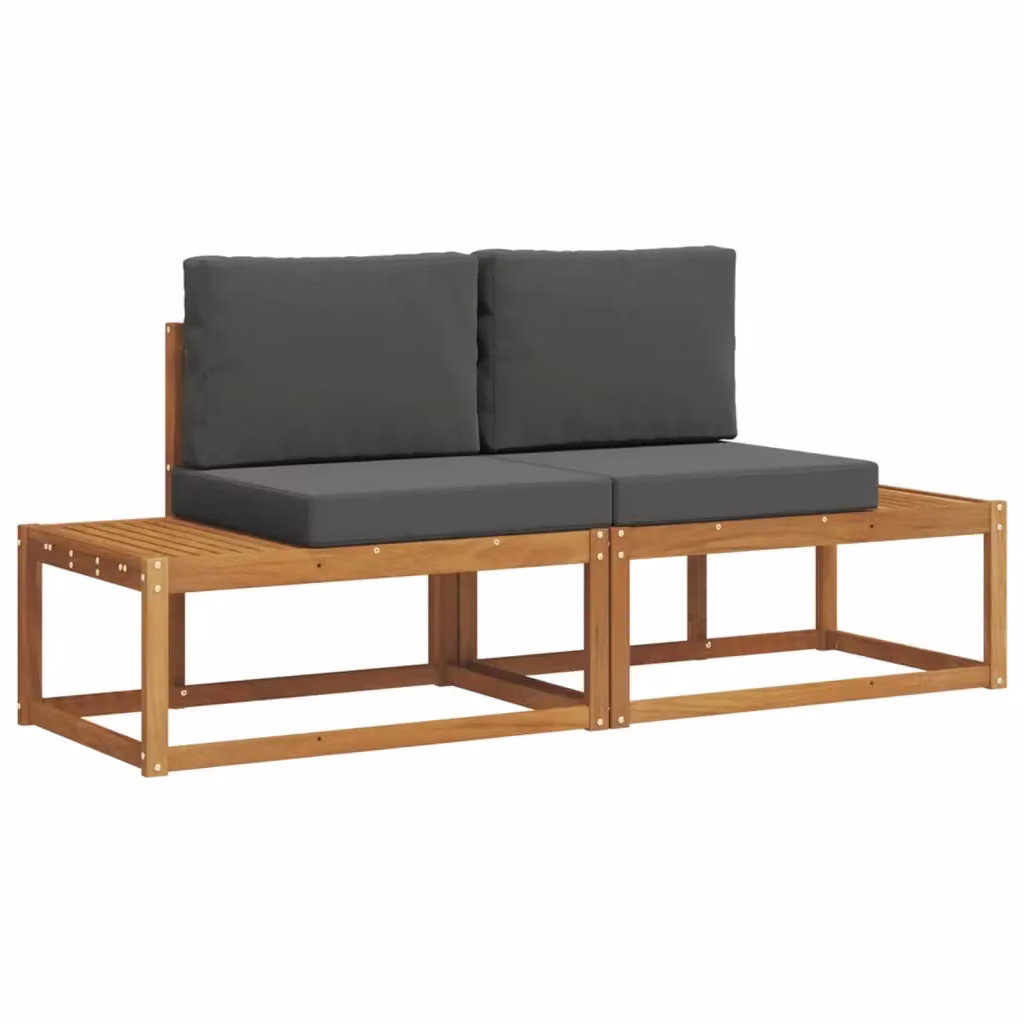 Set di 2 divani da esterno vidaXL in legno di acacia con cuscini beige e grigio – 2